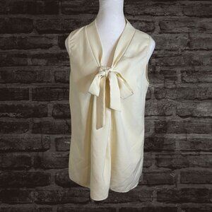 ✨ Poema Ivory Sleeveless Bow Tie Blouse - Size L